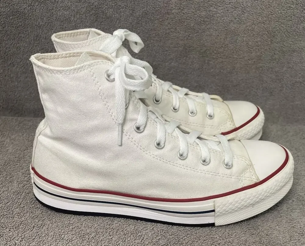 Converse Chuck Taylor All Star Classic White Hi Top Chunky Platform Womens Sz 6
